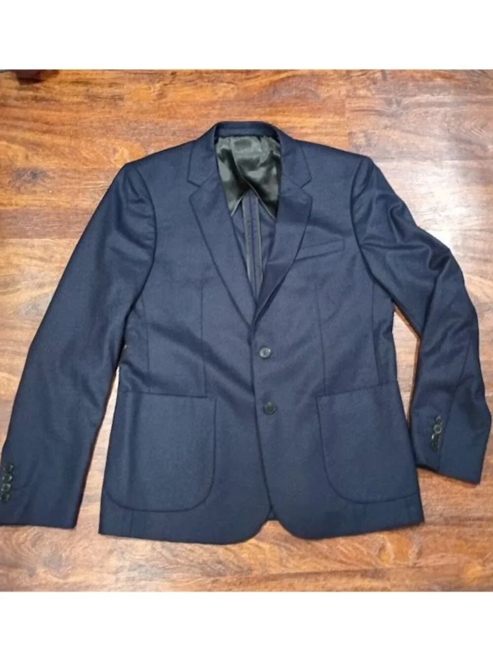 Sandro Paris Mens Navy Wool Preppy LondonSuit Blazer Jacket Slim Fit 2-Button - Picture 2 of 16